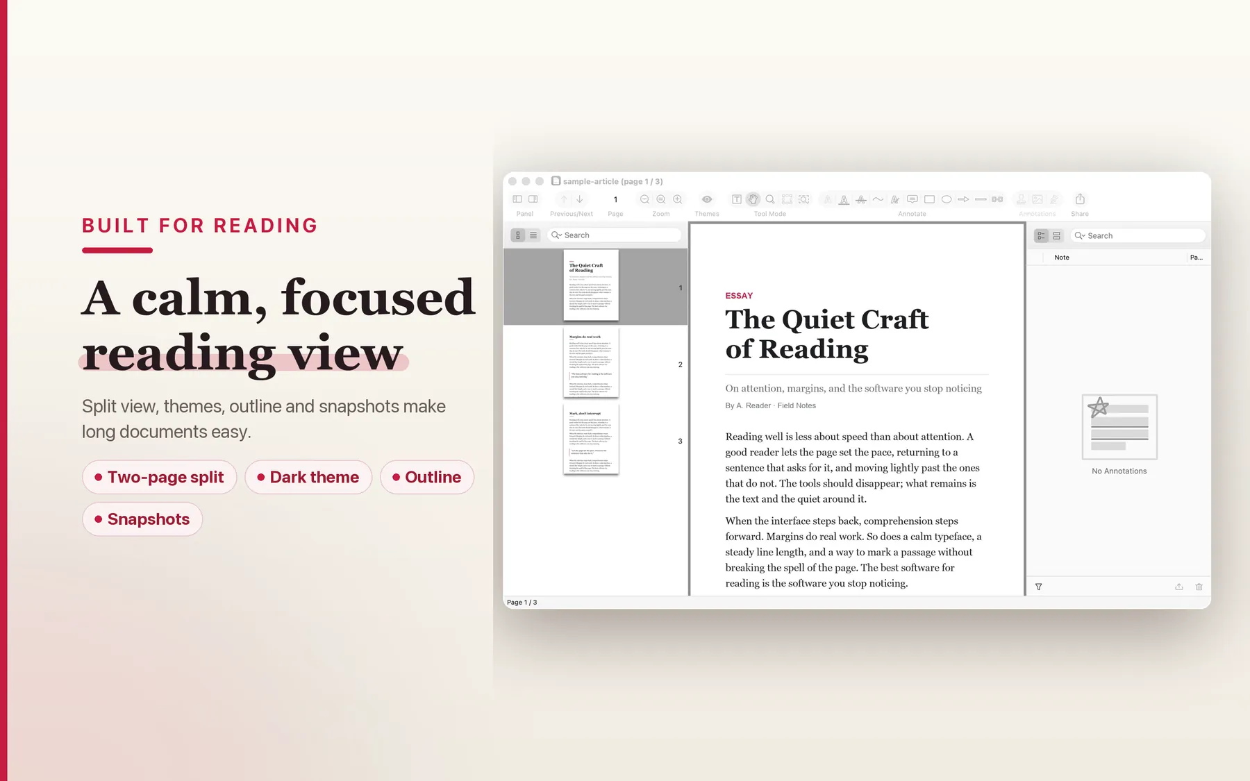 Reading mode in TruePath PDF for reviewing a contract before signing on Mac