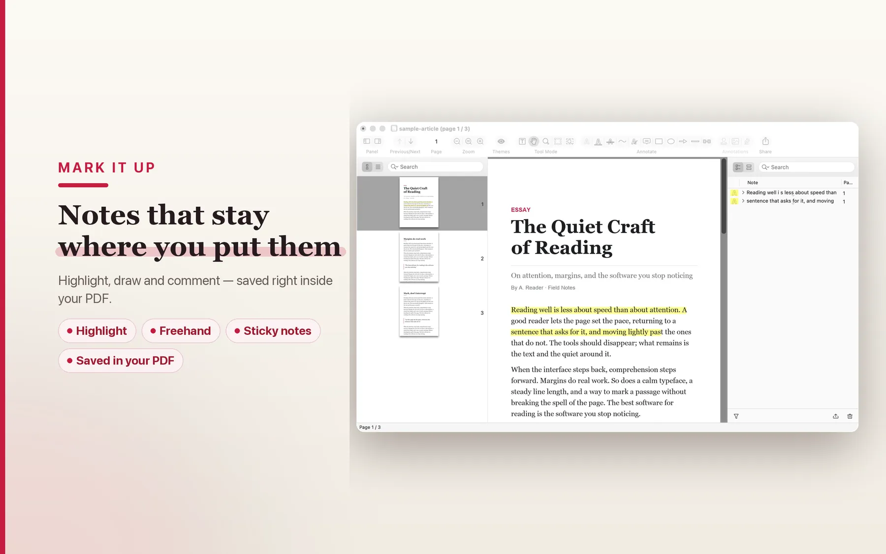 Annotation tools in TruePath PDF being used to prepare and review a document locally